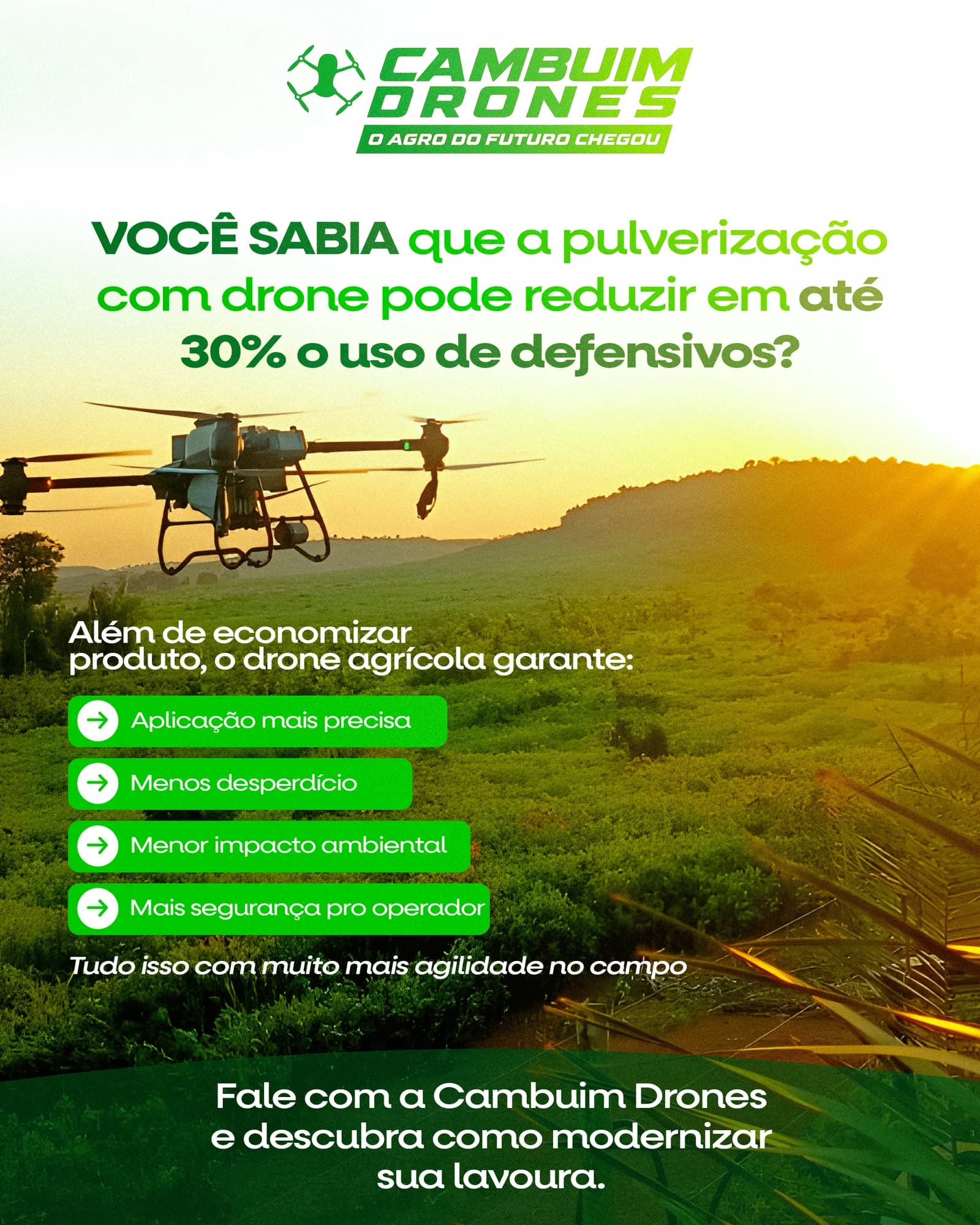 Campanha da Cambuim Drones sobre pulverização agrícola com drones