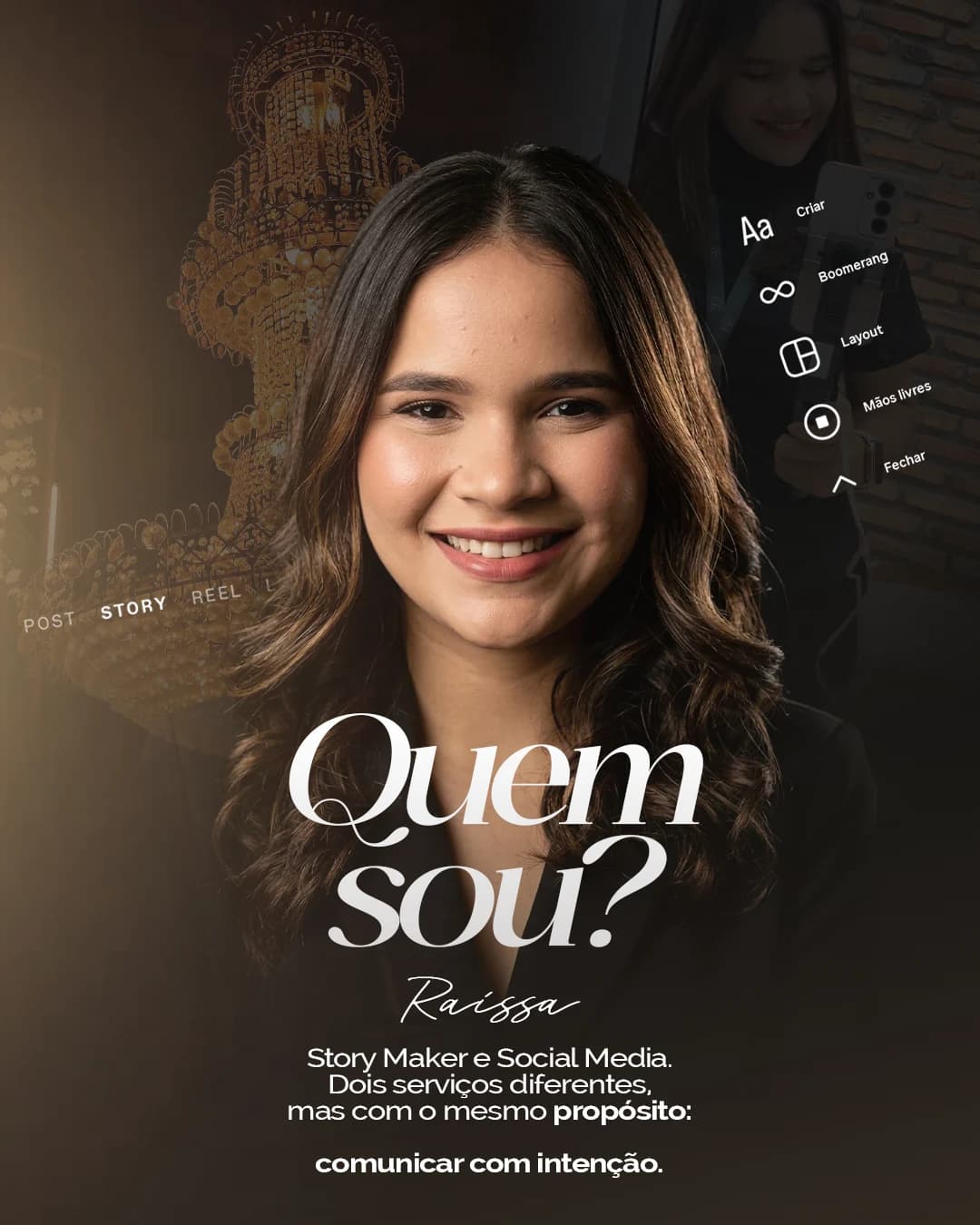 Capa de apresentação de Story Maker com retrato e título